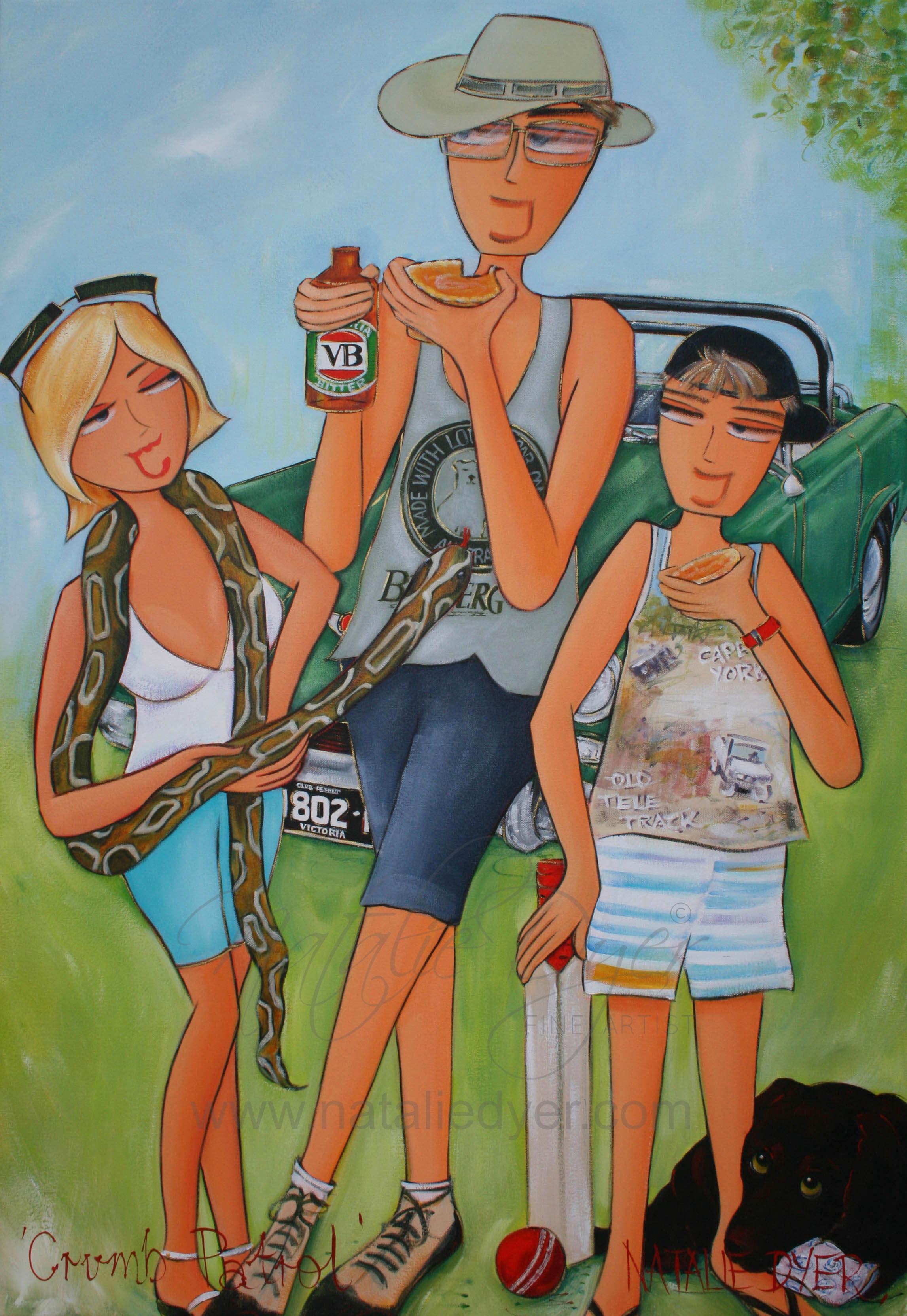 Crumb Patrol, a commissioned family painting by Natalie Dyer
