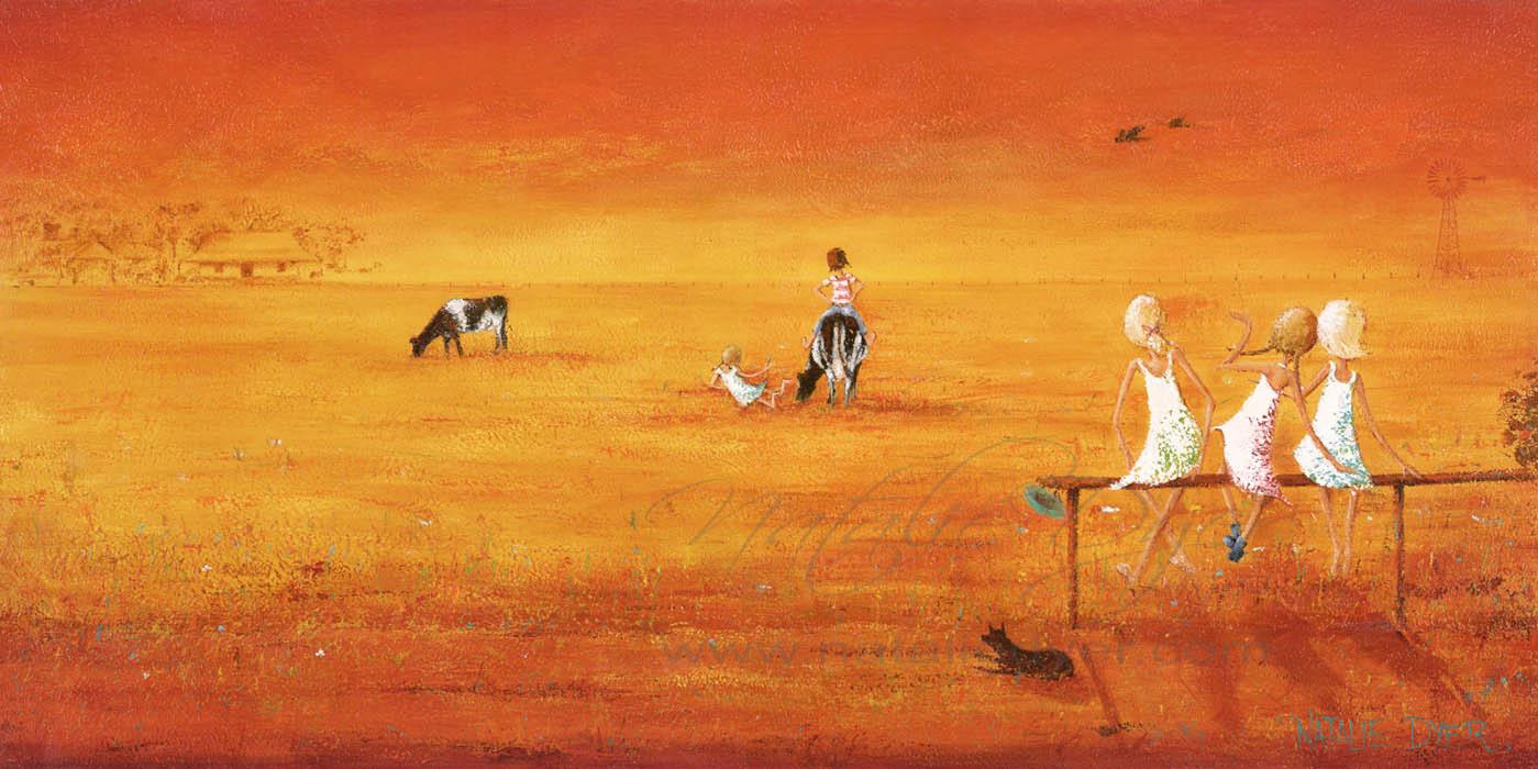 Country Gals, a limited edition fine art print by Natalie Dyer, Whimsical series, Sunshine Coast Australia