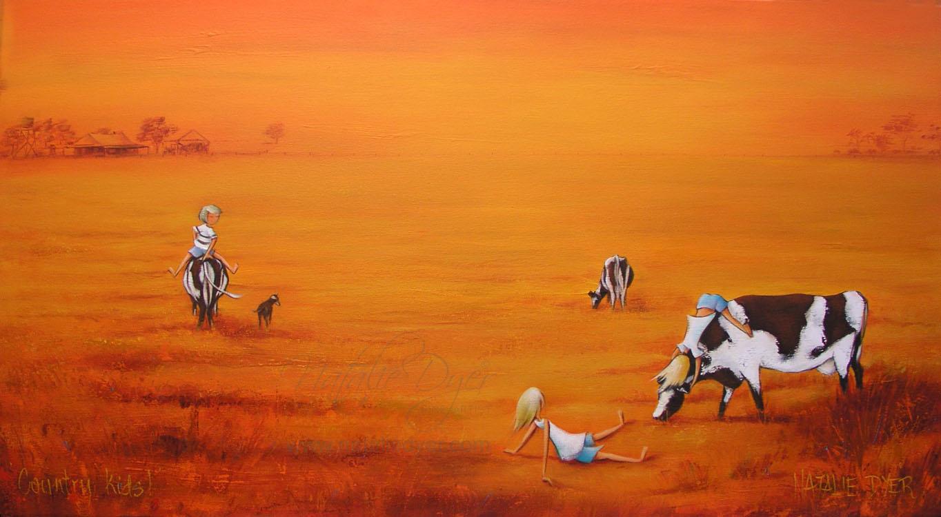 Country Kids, a limited edition fine art print by Natalie Dyer, Whimsical series, Sunshine Coast Australia