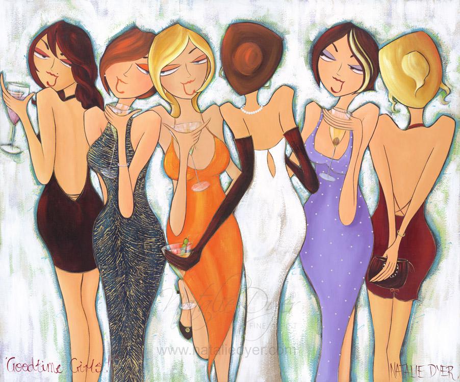 Goodtime Girls, a limited edition fine art print by Natalie Dyer, Women with Attitude series, Sunshine Coast Australia