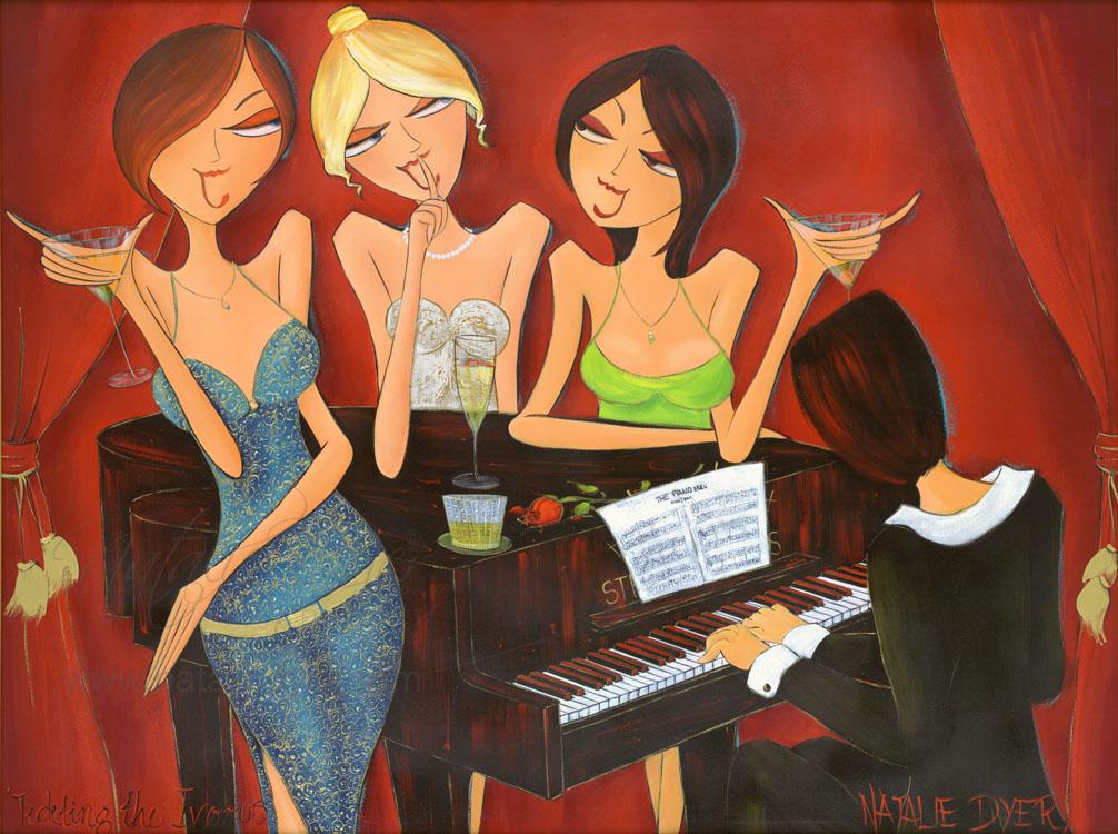 Tickling the Ivories, a limited edition fine art print by Natalie Dyer, Women with Attitude series, Sunshine Coast Australia
