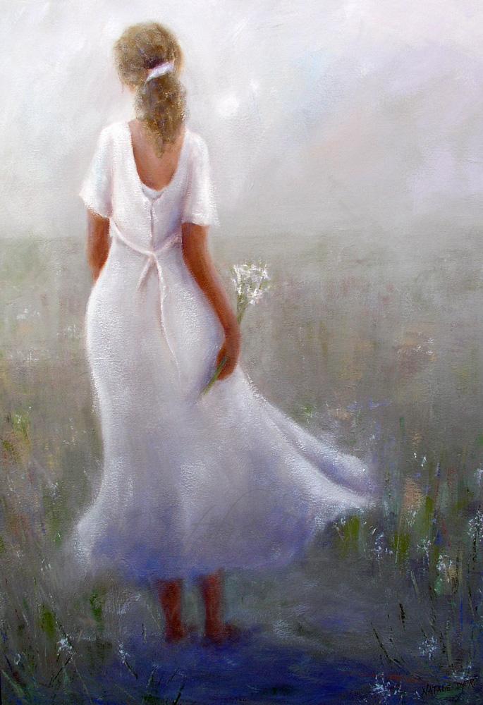 A Moment in Time, a soft ethereal commissioned painting by Natalie Dyer, designed for a ladies boutique and the source of many later commissions