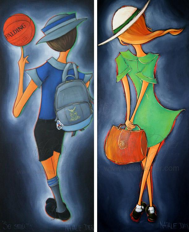So Sweet and So Smooth, a commissioned painting by Natalie Dyer featuring green tree frogs