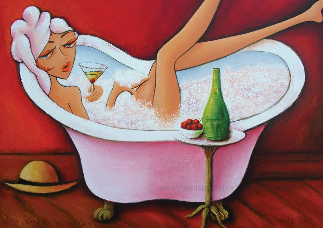 Just Doing the Washing Dear, an open edition fine art print by Natalie Dyer, Women with Attitude series, Sunshine Coast Australia