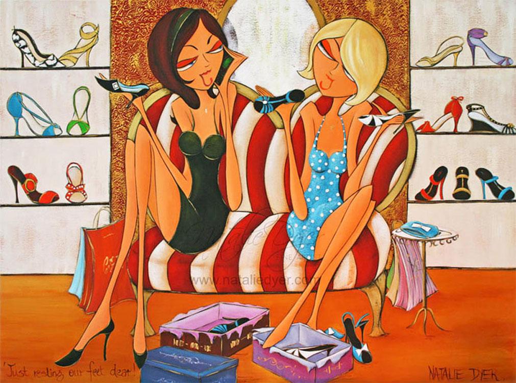 Just Resting Our Feet Dear, an open edition fine art print by Natalie Dyer, Women with Attitude series, Sunshine Coast Australia