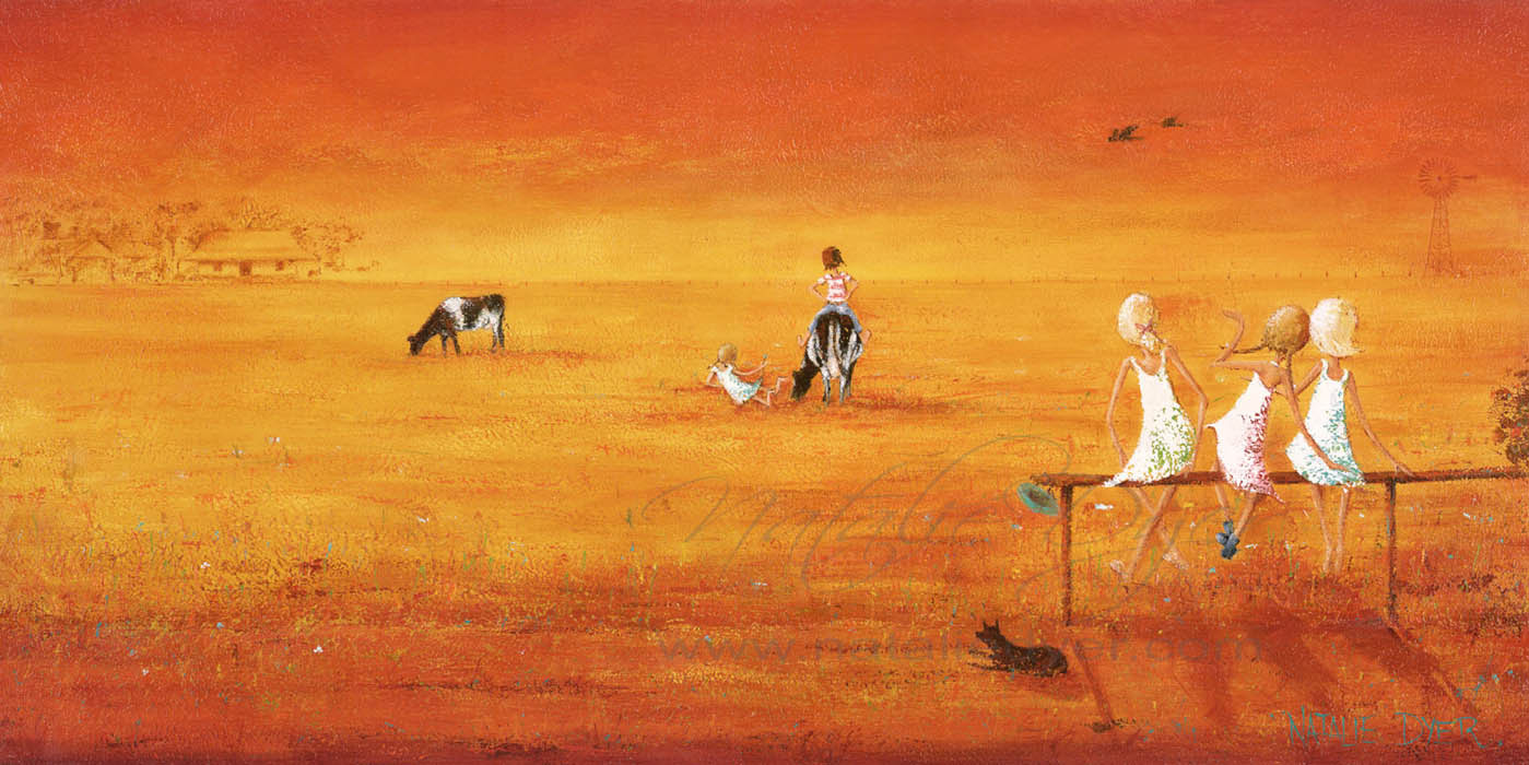 Country Gals, a limited edition fine art print by Natalie Dyer, Whimsical series, Sunshine Coast Australia