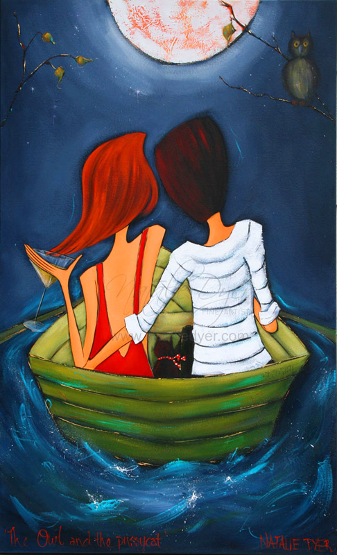 The Owl and the Pussycat, a limited edition fine art print by Natalie Dyer, Whimsical series, Sunshine Coast Australia