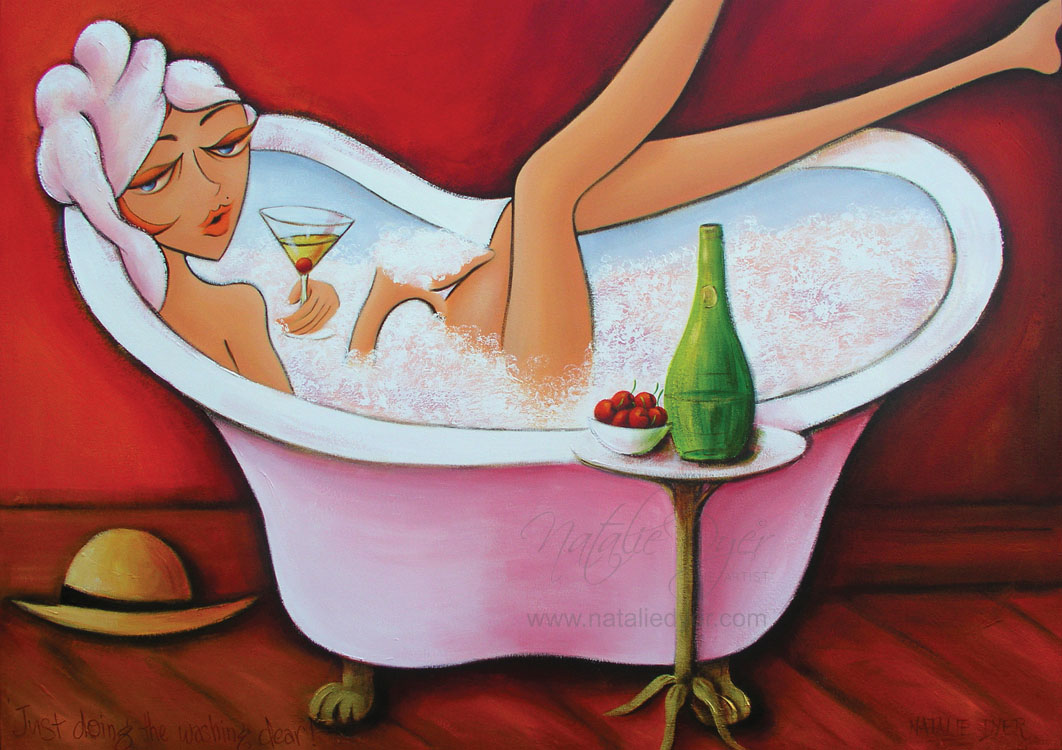 Just Doing the Washing Dear, an open edition fine art print by Natalie Dyer, Women with Attitude series, Sunshine Coast Australia